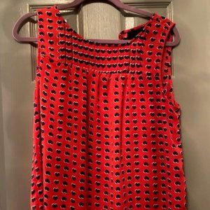 NAVY/ RED SLEEVELESS BLOUSE